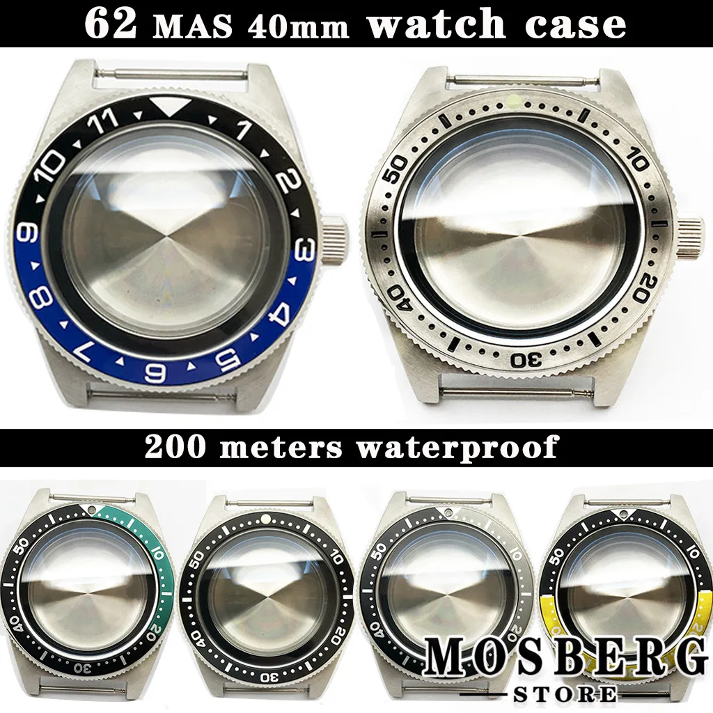 62MAS 40mm Watch Case Domed Sapphire Glass With Bezel Solid 316L