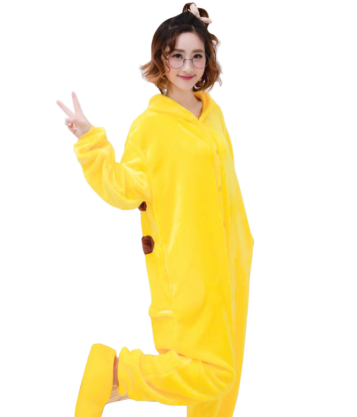IFLIFE Kid Adult Yellow Hoodie Kigurumi Onesie Women Animal Costume Fancy Soft Anime Cosplay Sleepwear Child Boy Girl Winter Jumpsuit -Zentai shop online H7e956f55bb2f4947952514feb09a146b2.jpg