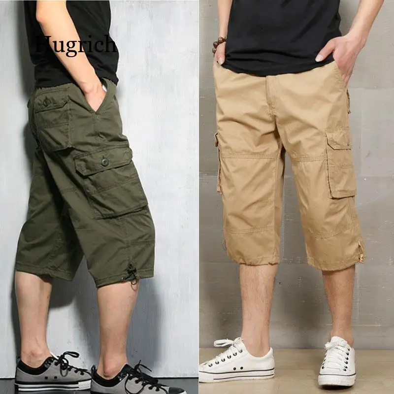

Summer Mens Capri Shorts Cotton Baggy Cargo Short Adults Teenagers Multi-Pocket Outdoor Leisure Sports Trousers S-5Xl