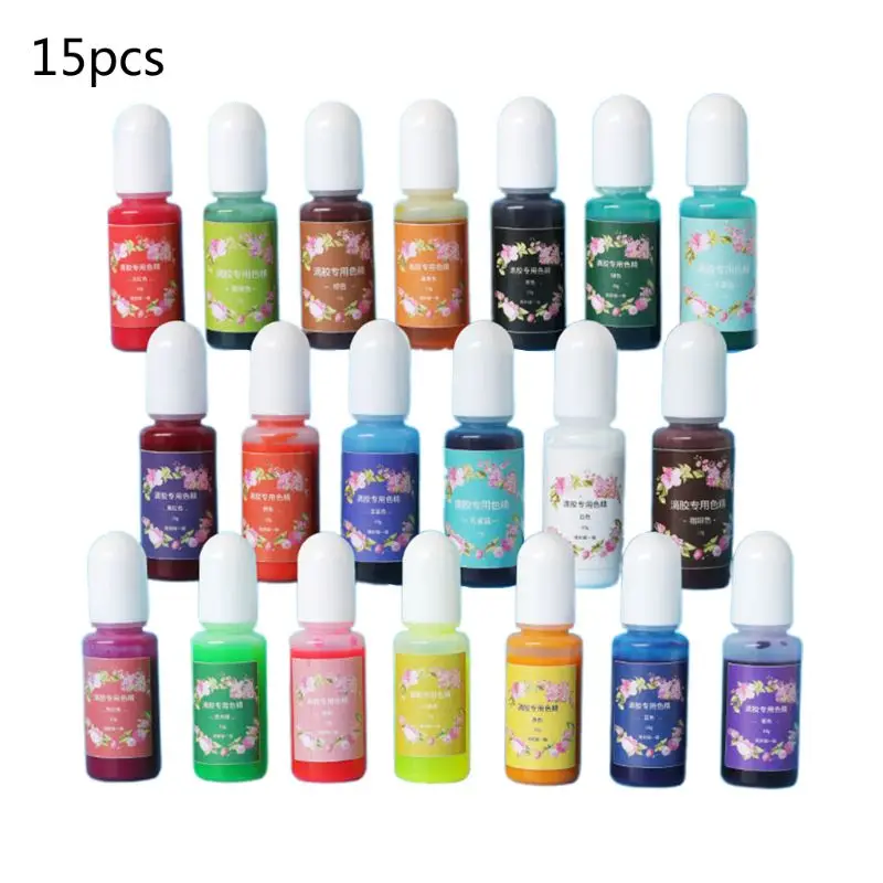 

15 Pcs/set Crystal Epoxy Dye Color Essence Glue Paste Stain DIY Crafts Making U4LF