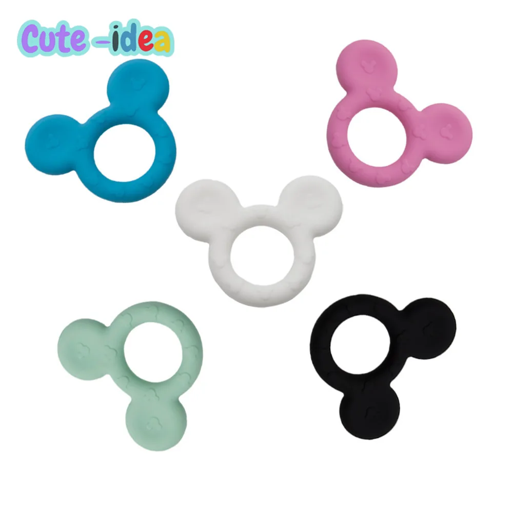 

Cute-Idea 1PC Mouse Head Pacifier Chain Teether Chewable Soft Baby Product Teething DIY Food Grade Handmade Jewelry necklace