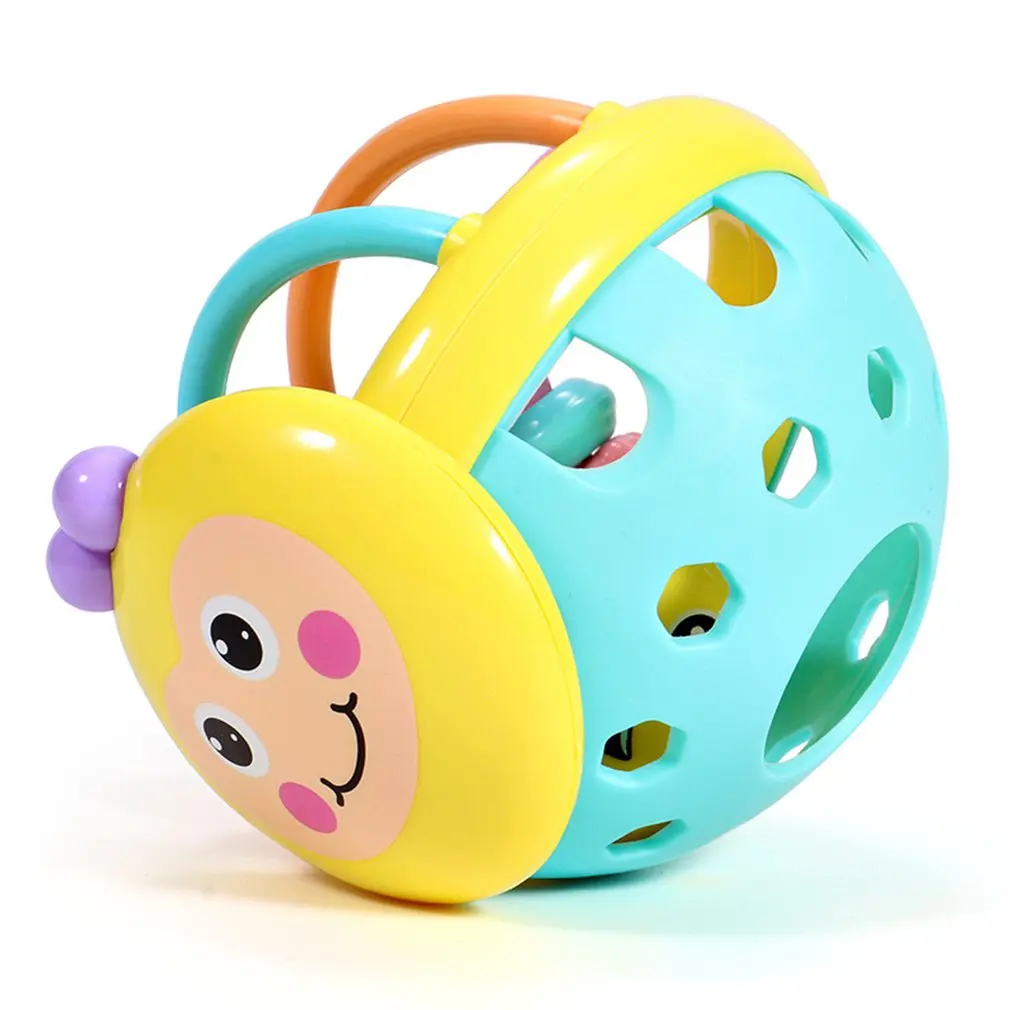 Bee Shape Educational Ball Baby Cartoon Toddler Rattle Toy Hand Game Knocking Soft Teether Dumbbell Interesting Developmental
