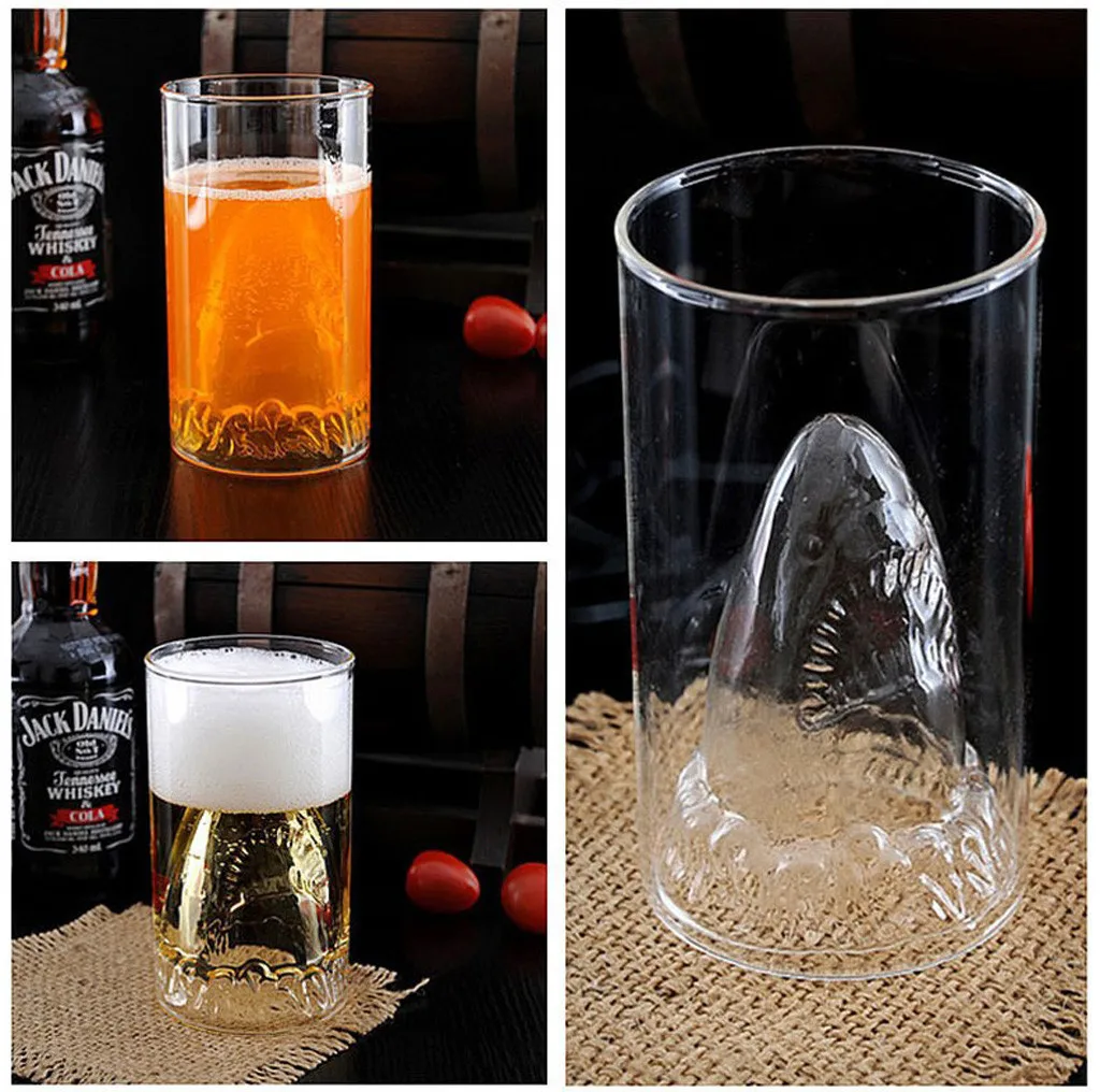 Spirits Sharks Beer Glass Red Wine Glass Double Glass Water Bar Cup 350ML Kitchen Tools Accessory Herramientas de cocina