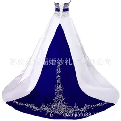 Индивидуальный заказ размер Элегантное свадебное платье без бретелек Вышивка атласное платье невесты шнуровка плюс размер Королевский