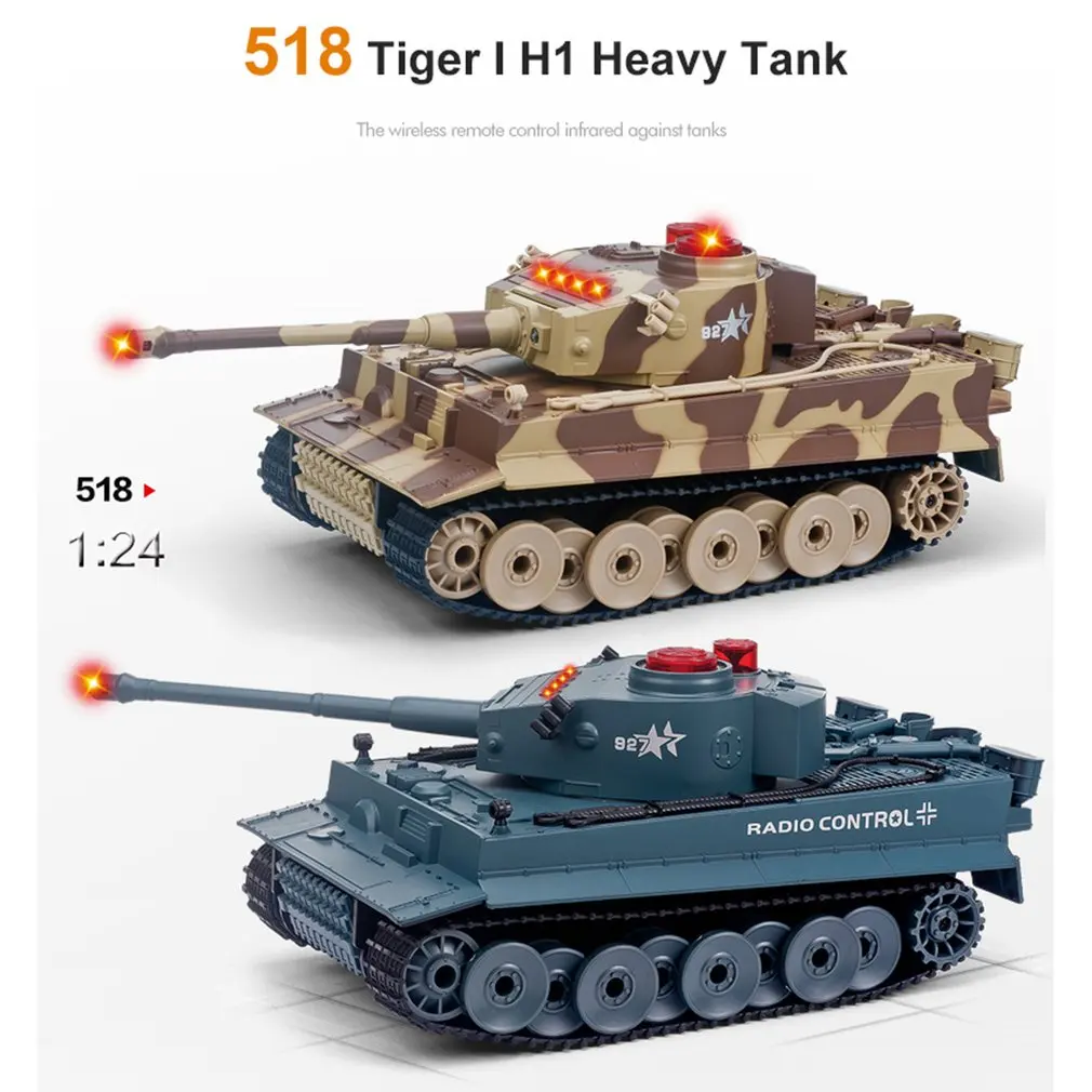 

518 1/24 RC Tank Crawler IR Remote Control Toys Simulation Infrared RC Fighting Battle Tank Toy RC Car gifts for kids