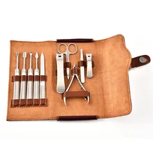 Набор для маникюра из нержавеющей стали, набор для маникюра, педикюра, высокого качества из искусственной кожи