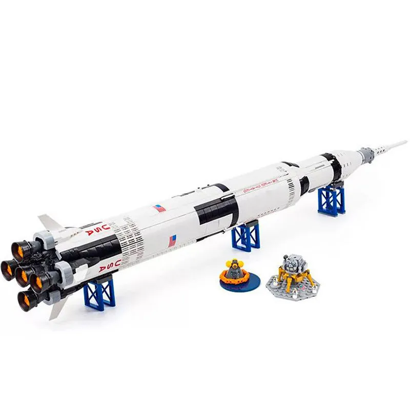 

In stock 37003 Apollo Saturn V Launch Vehicle Model Building Blocks Toy Creative Compatible with Legoinglys 21309 Toy Hobby