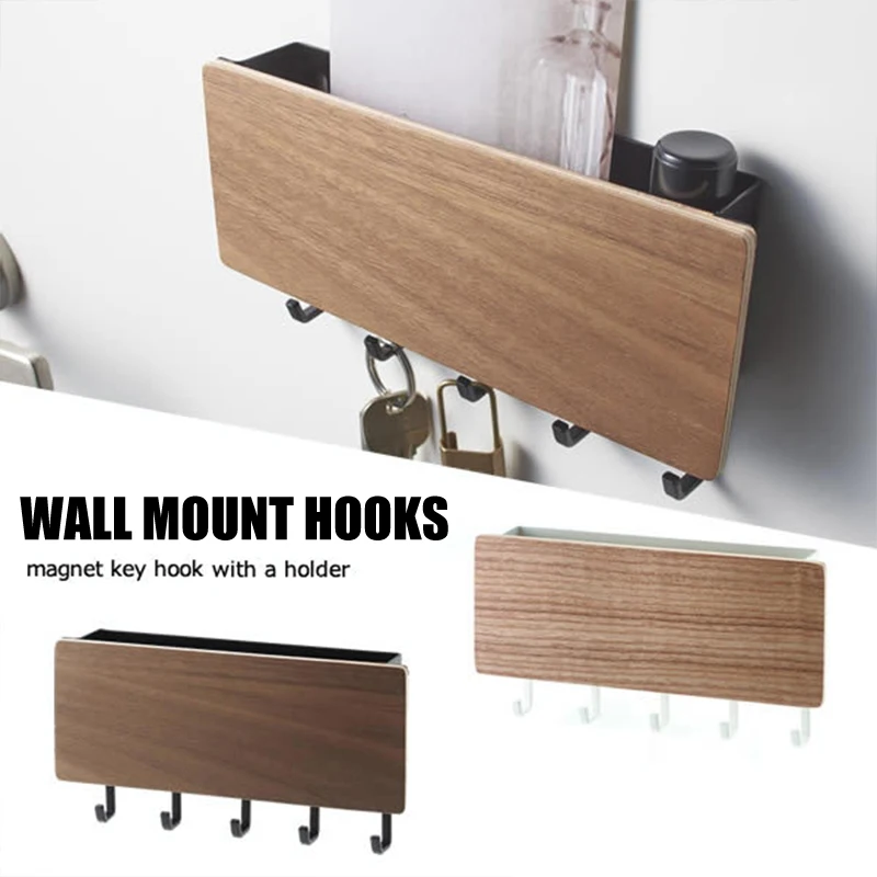 Wooden Wall Key Rack Shelf Storage Box Wall Hung Home Organizer Holder Hanger 