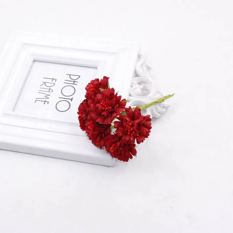 Искусственный цветок 3,5 см, 6 шт., свадебное украшение для дома, цветок, сделай сам, венок, скрапбук, ремесло, искусственный цветок