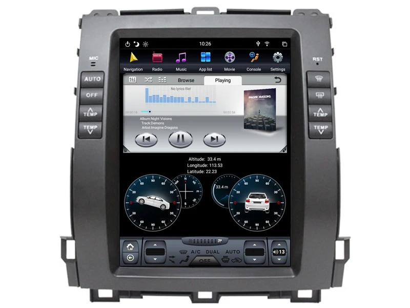 AVGOTOP Android 8,1 Tesla Автомобильный мультимедийный плеер для TOYOYA PRADO 2002-2009 6 ядер+ 4G+ 32G ips экран