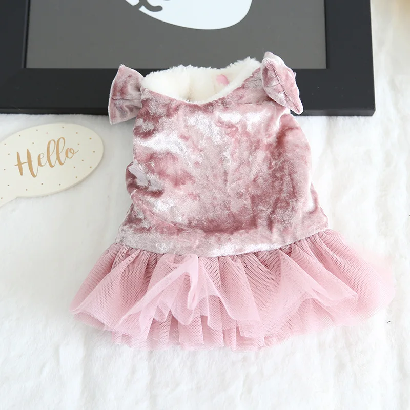 Pink Зимнее флисовое платье для домашних животных, кошек, собак, Милая юбка-пачка принцессы, одежда для собак, плюшевый щенок, юбка для собак, маленьких и больших собак, аксессуары для домашних животных - Color: Pink