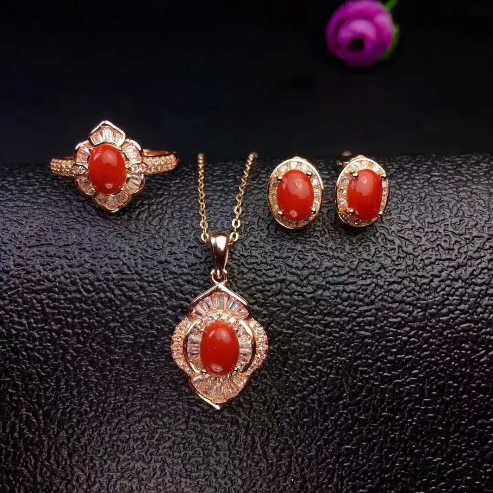 MeiBaPJ натуральный красный коралловый драгоценный камень 925 искусственное Кольцо