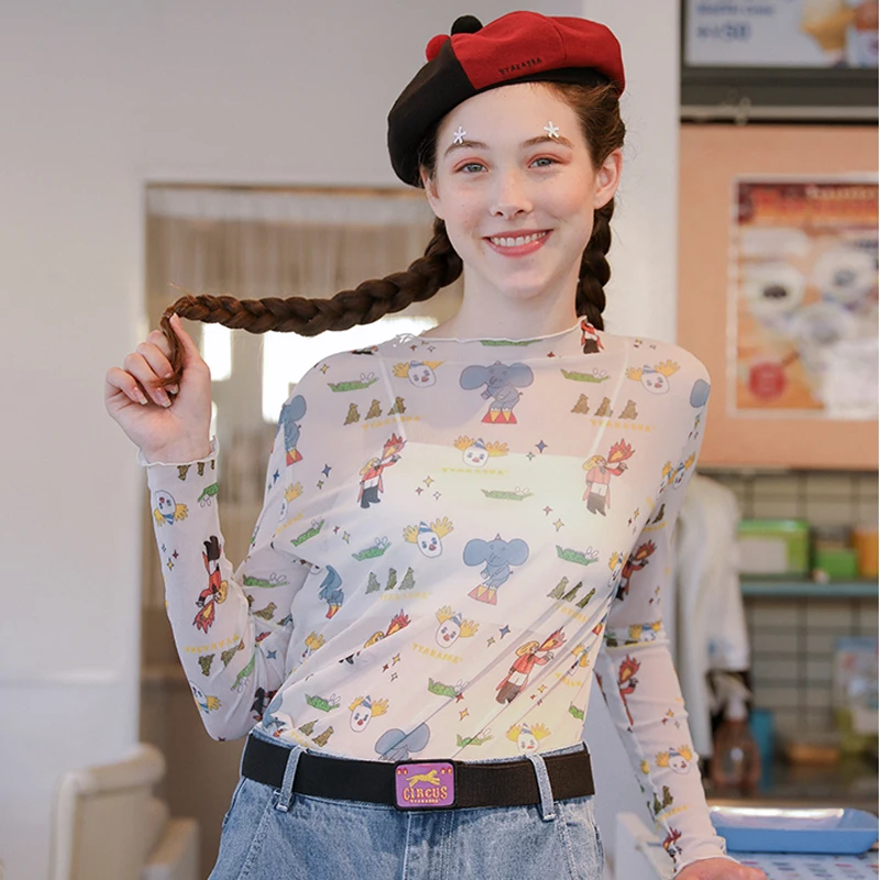 Милая летняя новая футболка с длинным рукавом и круглым вырезом для молодых