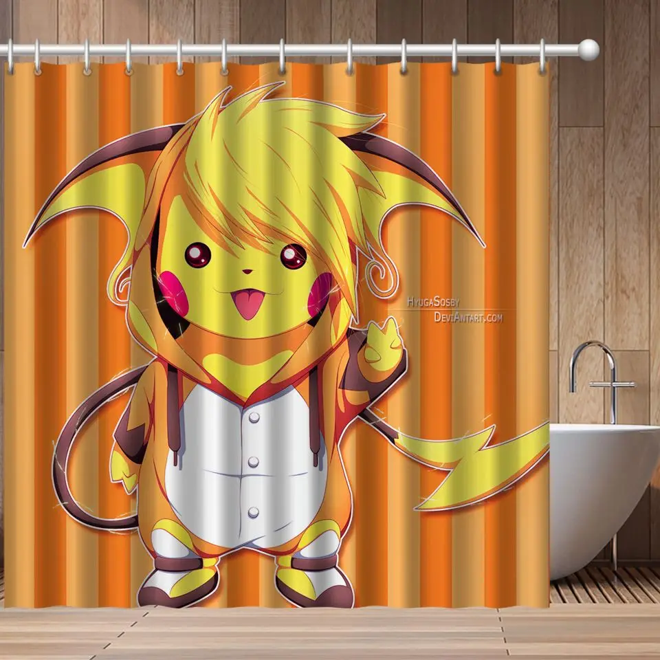 Bath Polyester Waterproof Shower Curtain-Pokemon Dragon 3485-Mat+12Hook 72/79" 