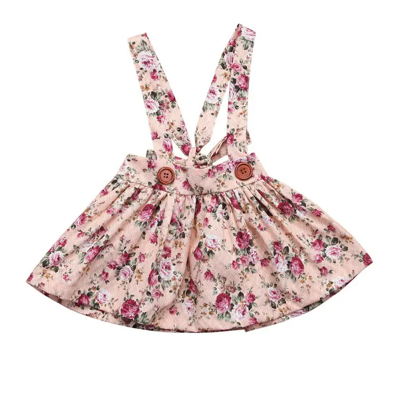 

New Girls Dresses Summer Fashion Toddler Kids Baby Girls Floral Printing Sleeveless Clothes Party Bib Strap Tutu Dress 0-4Y