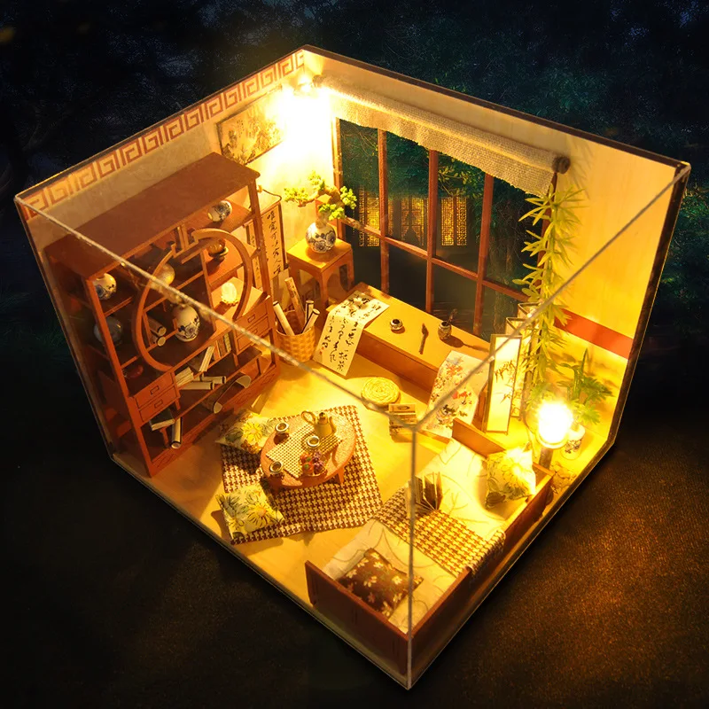 

Chinese-style DIY Ink Model Cabin for Making Mini Small House Incense Assembly Creative Wood Wooden Toys