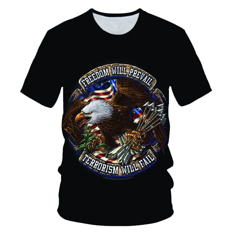 

2021 New Eagle Pattern 3D Printing T-shirt Star And Handsome Street Fashion Pullover T-shirt XXS-6XL