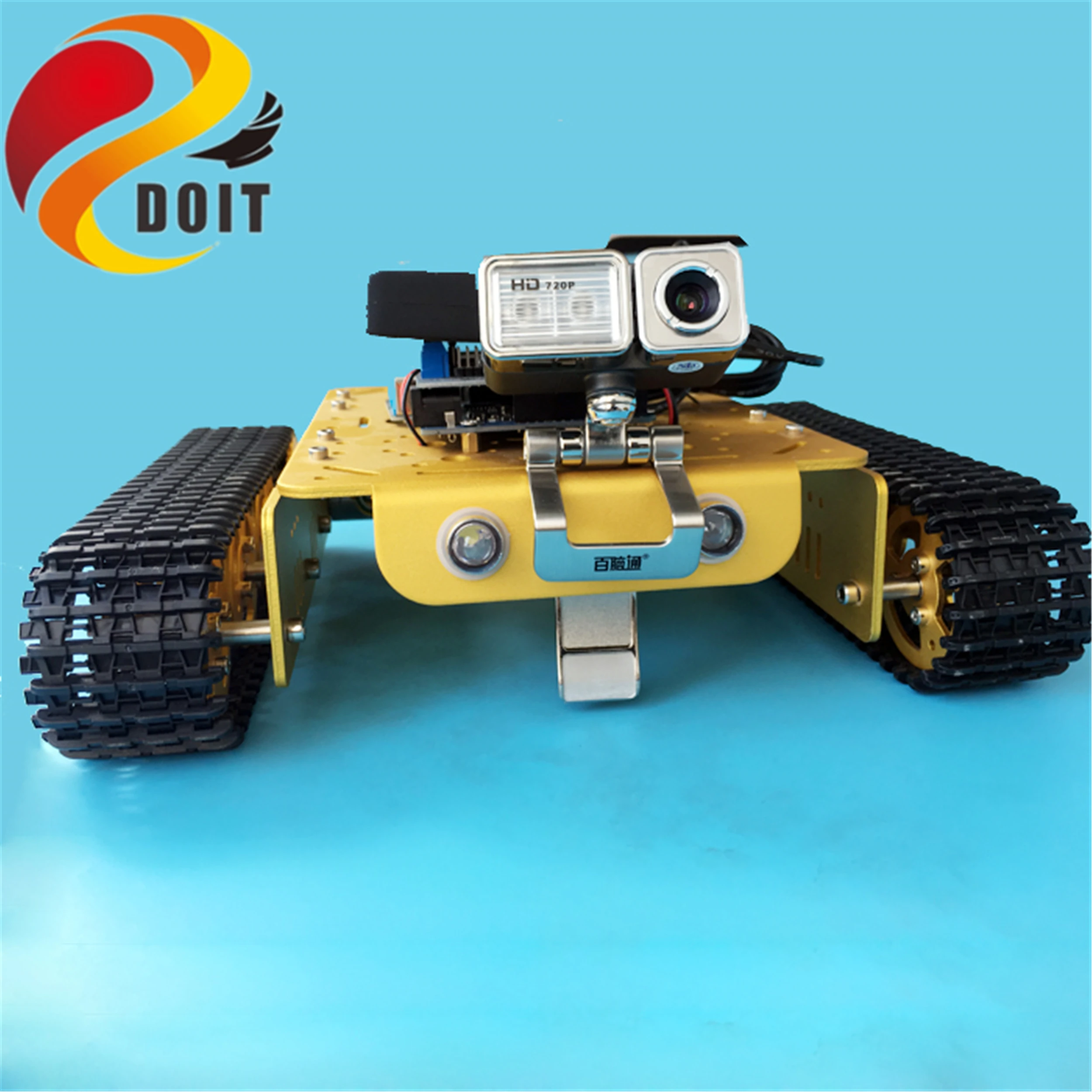 

SZDOIT WiFi Video Remote Control Metal Robot Tank Chassis Kit T200 Tank Video Transmission Control RC Robotic Educational Motors