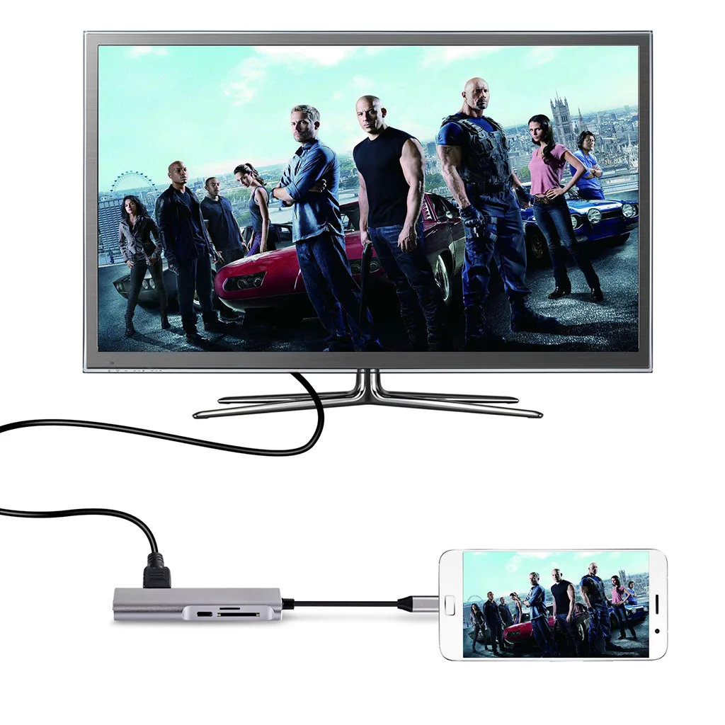 Тип с разъемами типа c и HDMI+ PD+ устройство для чтения карт памяти+ USB3.0 5-в-1 док-станция USB C на HDMI 3,1