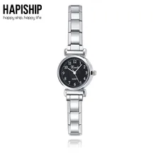 Hapiship-pulsera de acero inoxidable para hombre y mujer, reloj blanco y negro, brazalete para fiesta, amigo, esposa, joyería de cumpleaños G197
