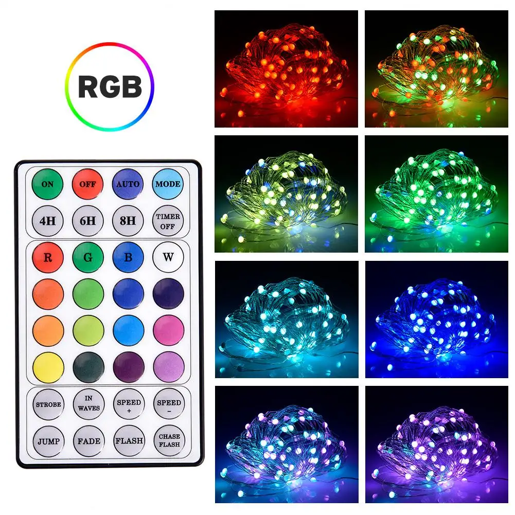

10M100LED Christmas LED Copper Wire String Light String Fairy Lights Silver Wire Battery USB Remote Control For Christmas Decor