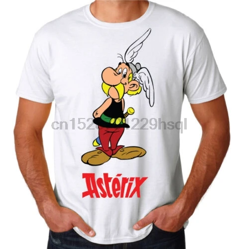 Asterix Classic Retro Comic Book Cartoon Funny Roman Gaul New Mens White T-Shirt Male Designing T Shirt top tee |