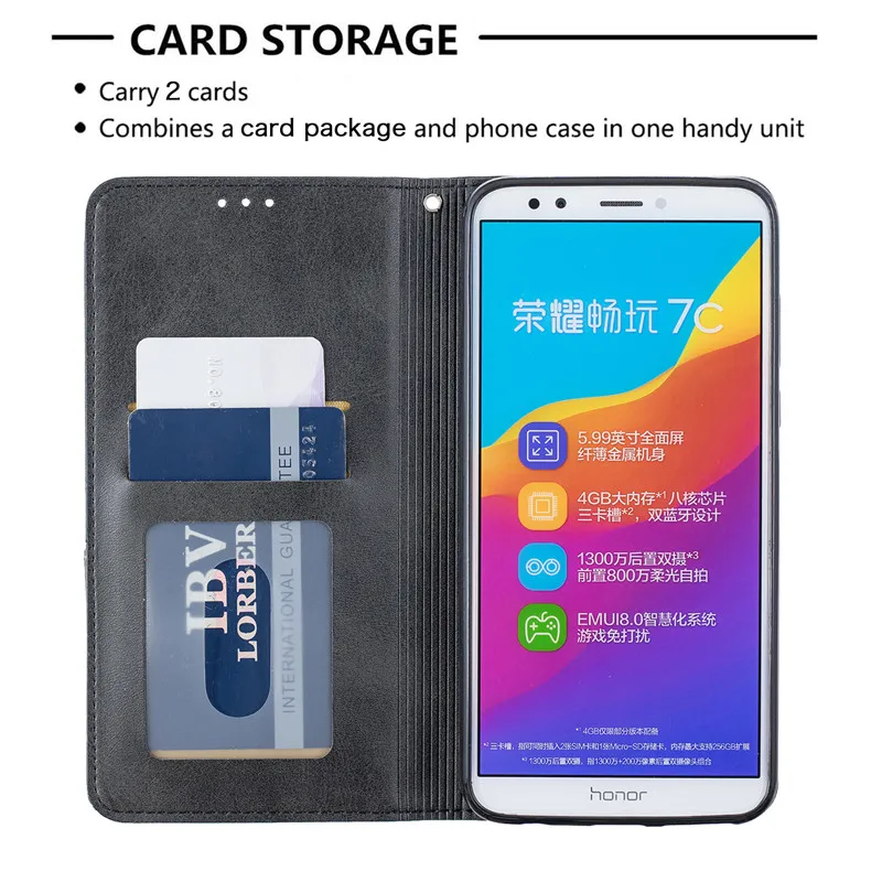 화웨이 명예 7C AUM-L41 케이스 자석 플립 케이스 화웨이 명예 7C 러시아어 버전 7A 커버 5.7 가죽 전화 케이스