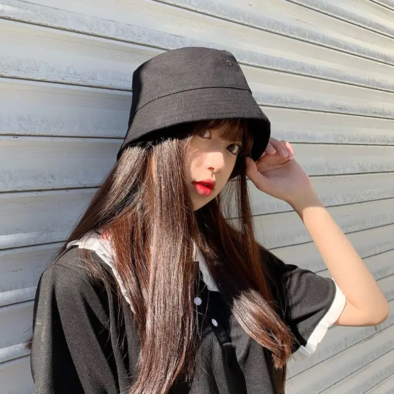 Женская хлопковая Панама в художественном стиле Harajuku Хип Хоп однотонная Защита от солнца с широкими полями Складная Рыбацкая шляпа с ушками