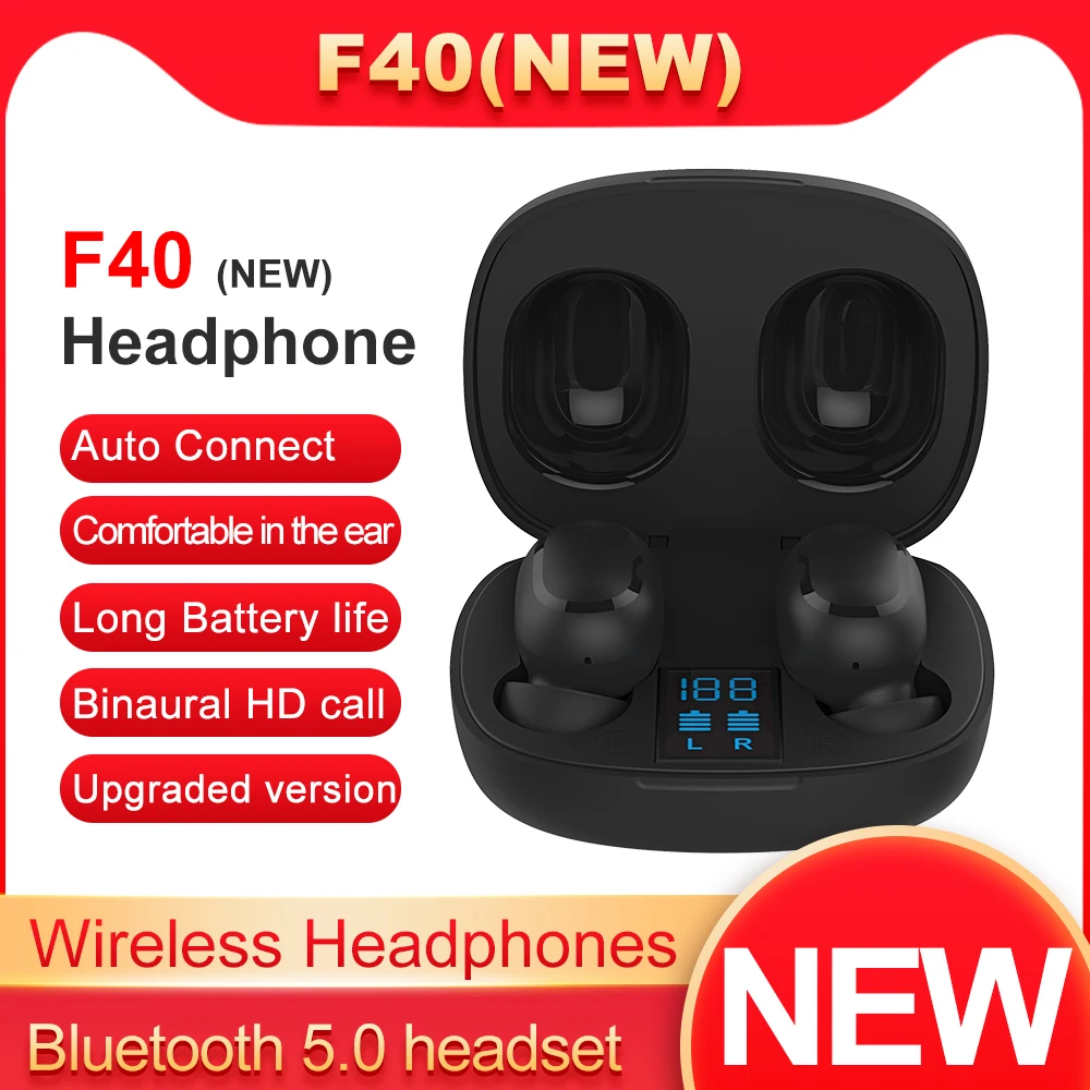 

F40 TWS True Wireless Stereo Bluetooth 5.0 Earphone Noise Reduction Waterproof Automatically connected Earbuds For Xiaomi