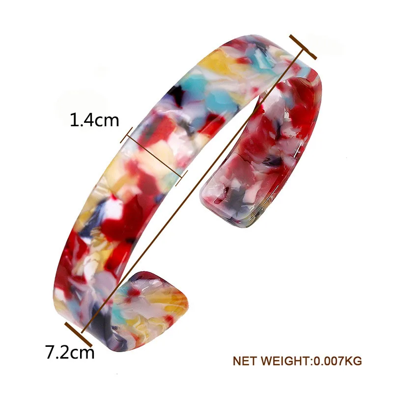 Женский винтажный широкий браслет бохо разноцветные акриловые смоляные