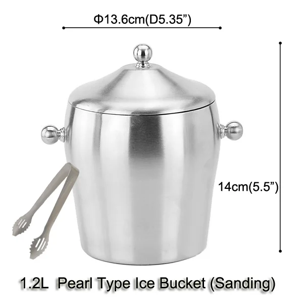 Из нержавеющей стали утолщенный двойной Portabl ведро льда с крышкой ручка двойной ушной барабан форма сохранение тепла бочка для шампанского - Цвет: 1.2L Pearl Sanding