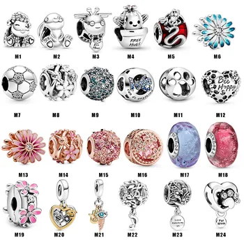 

925 Sterling Silver Garden Series Daisy New Product Rose Gold Hanging Bead Charm Bracelet Pandora Diy Fine Jewelry for Women