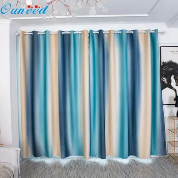 

Ouneed Window Curtain Striped gradient blackout Tulle Window curtain Modern Voile Drape Valance 1 Panel Fabric para la sala 2020