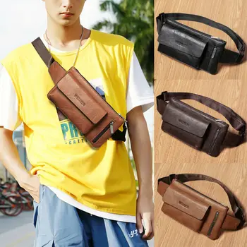 

Men PU Leather Waist Bag Bum Pack Sling Strap Backpack Sling Shoulder Bag /BY