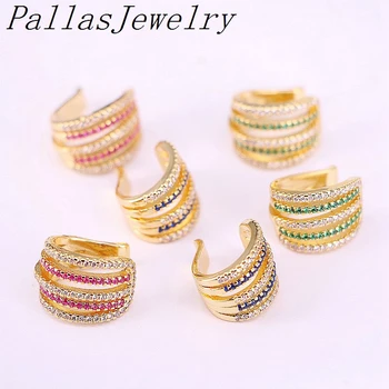 

5Pairs Trendy NO Piercing Micro Pave Cubic Zirconia Gold Color Clip On Cuff CZ Earring Layer Ear Cuff
