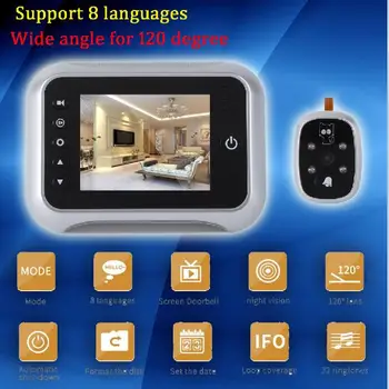 

3.5inch LCD T115 Color Screen Doorbell Viewer Digital Door Peephole Viewer Camera Door Eye Video record 120 Degrees Night Vision