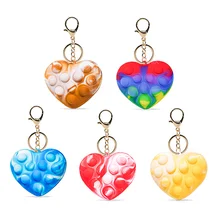 

Pop Its 3D Stress Ball Simple Dimple Keychain Fidget Toys Push Bubble Popper Sensory Squeeze Poppin Balls Valentines Day Gifts