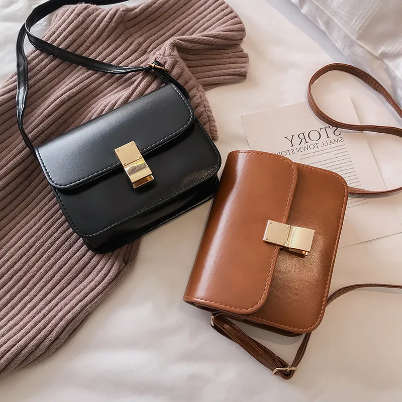 

AU3 Bag Women's 2019 New Style Tidal Harbor-Style Retro Shoulder Bag Tofu Simple Bag MORI Series Shoulder Bag bai da xiao