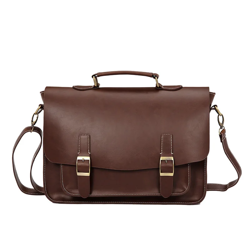 Business Man Bag PU Leather Briefcase For Man Solid Bank Mens Briefcase Bag Dress Man Leather Handbag