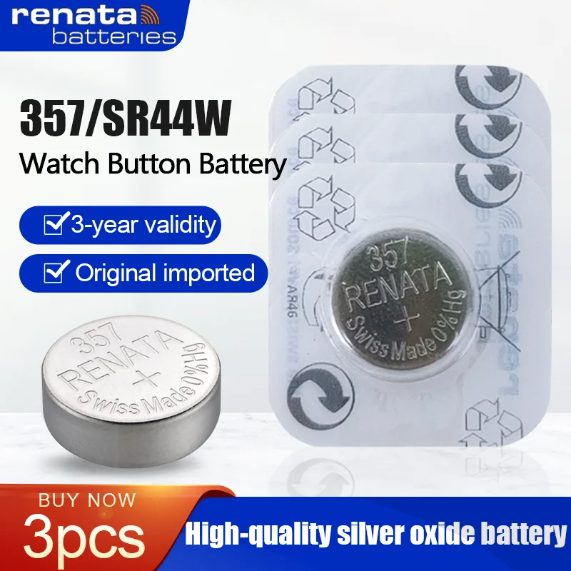3pcs Original Renata 357 Ag13 Sr44 Lr44w Lr44 Sr1154 1.55v Silver Oxide
