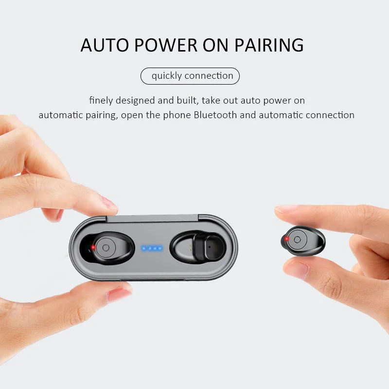 TWS Bluetooth 5 0 wireless headset button noise reduction stereo headset sports headset with charging sleeve