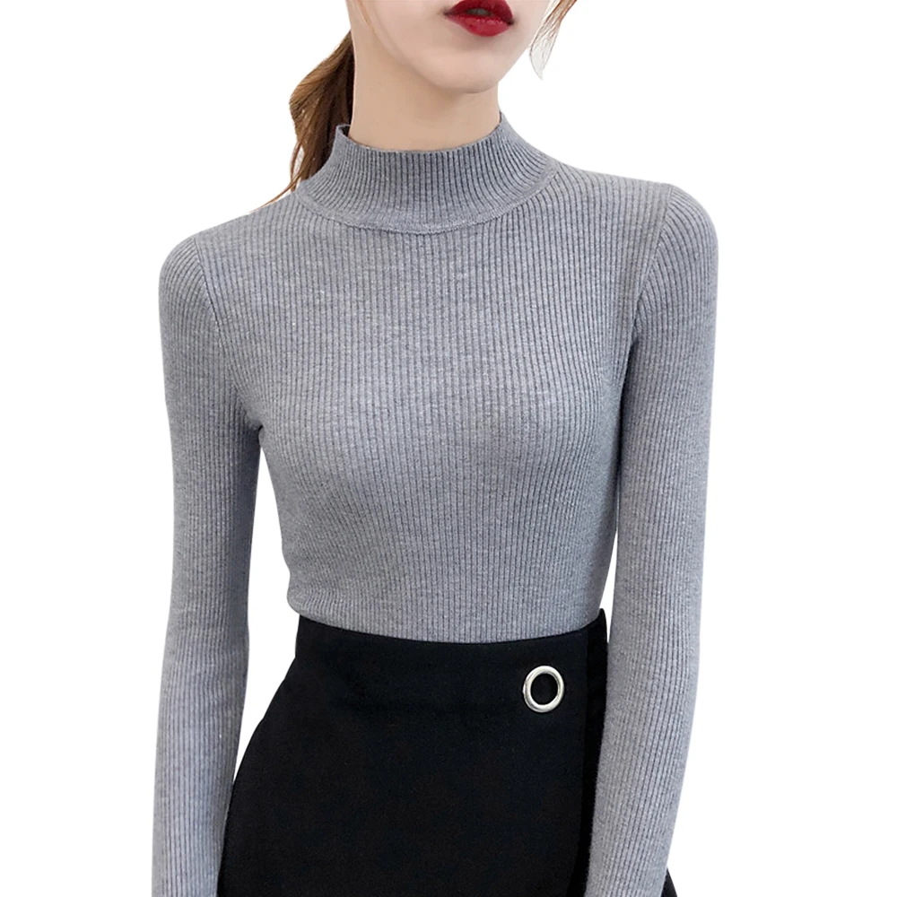 

LITTHING New 2019 Autumn Winter Turtleneck Pullovers Sweaters Primer Shirt Long Sleeve Short Korean Slim-fit Tight Sweater