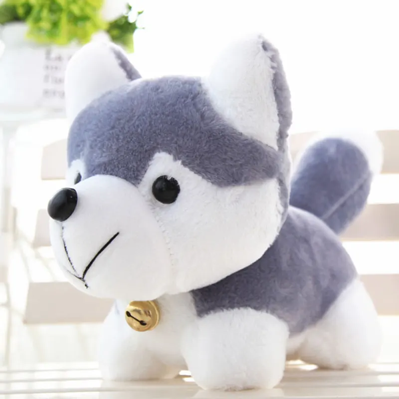 Kawaii плюшевый щенок игрушки с бубенчиками Милые Имитация Хаски плюшевые мягкие