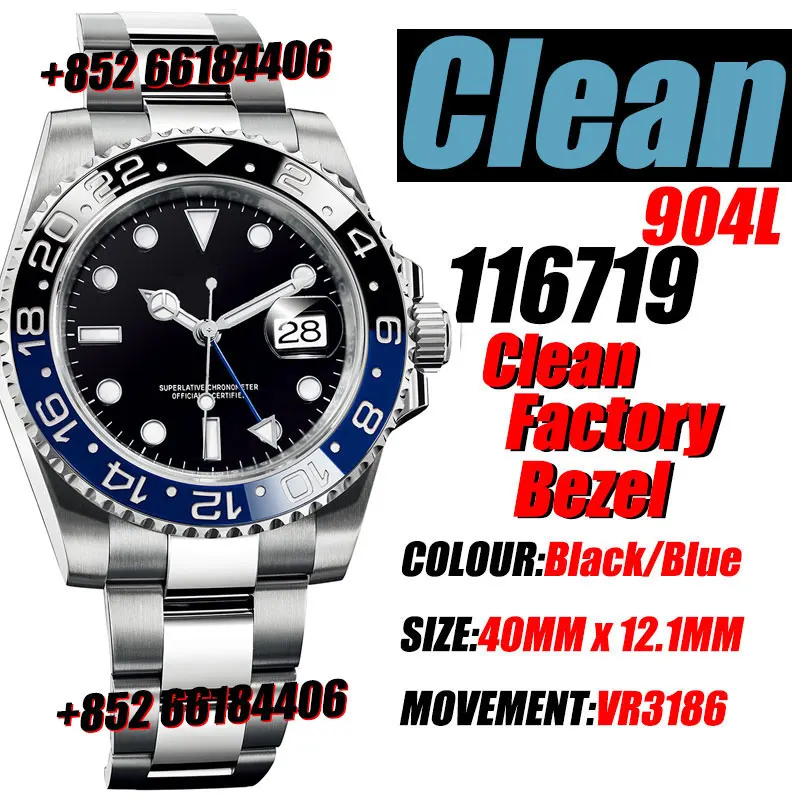 Мужские механические часы GMT-Master II 126710 черный/синий керамический 904L Stee 1:1 лучший