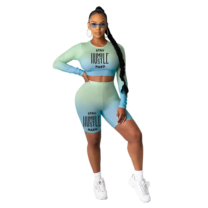 Женский комплект спортивной одежды Adogirl с буквенным принтом футболка длинным