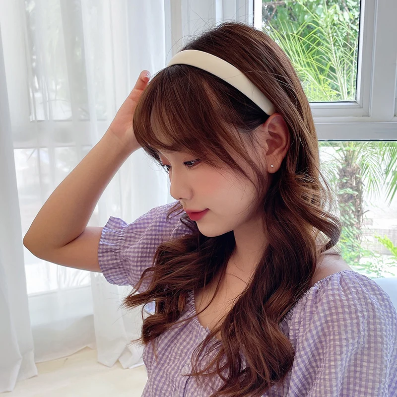 1PC Plastic Fashion Frosted Wide Headband Solid Hair Band Headwear Bezel  Hair Accessories For Woman Satin Covered Resin Hairband