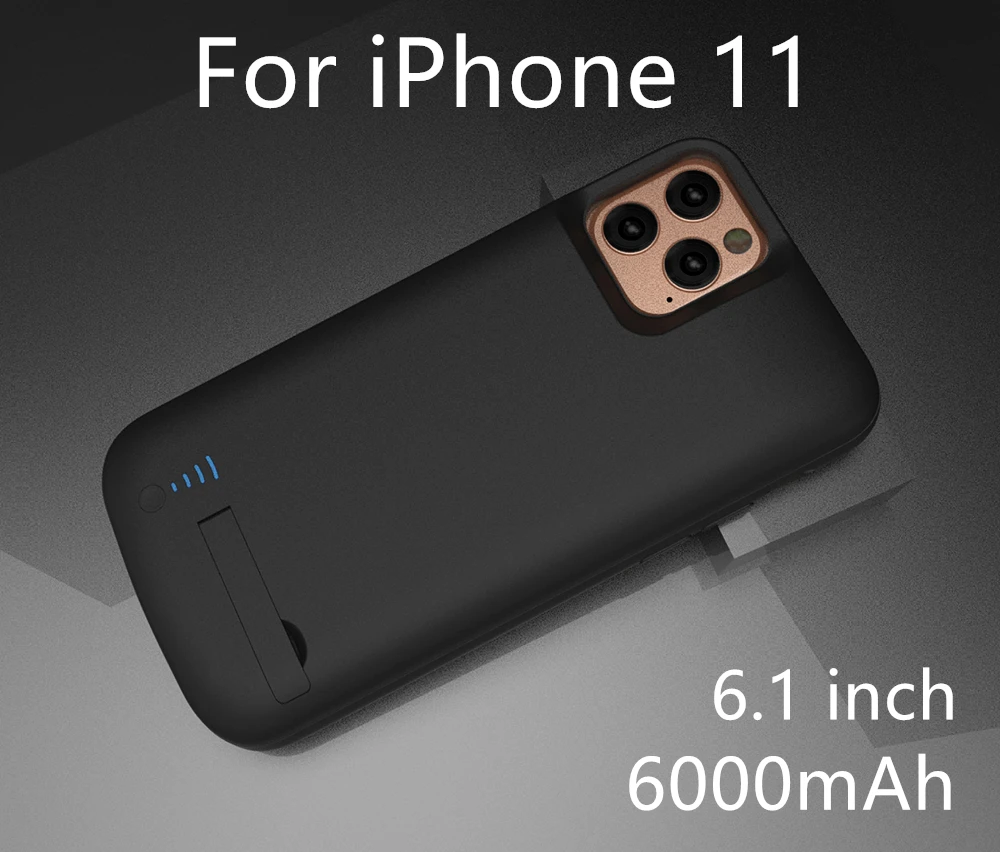 Для iphone 11 Pro Аккумулятор Max Case 5000/6000mah power Bank Charing чехол для iphone 11 внешний аккумулятор зарядное устройство чехол - Цвет: i 11 6000mAh