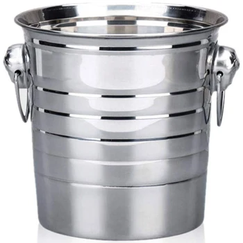 

Stainless Steel Ice Bucket Thick Ice Holder Container for Bar Party Champagne Wine Barrel Silver Drink Ice Cooler Bucket Wine Be