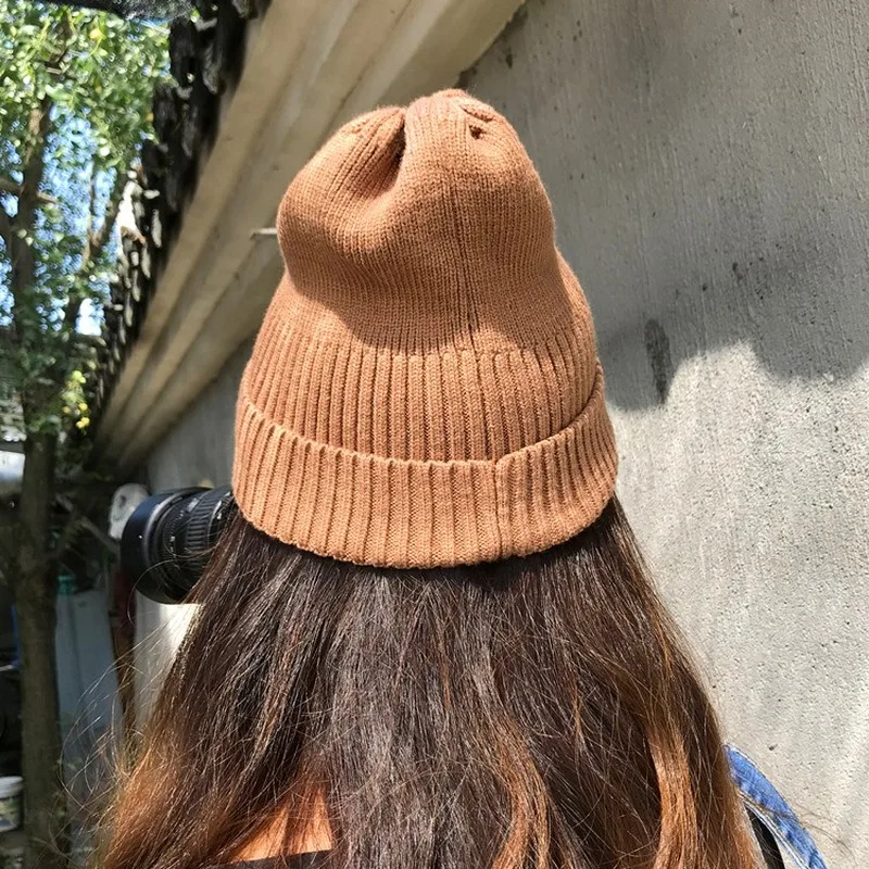 Skullies, женские вязаные высококачественные однотонные элегантные эластичные Универсальные женские шапки Harajuku, Мягкие Шапки, женские шапки ярких цветов