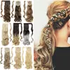 S-noilite 18inch Long Wavy Natural Ponytail Clip in Pony tail Hairpiece Wrap Around Synthetic ponytail extension hair for women 1
